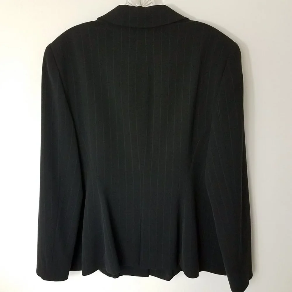 Giorgio Armani Size 14 Navy Blue Pin Lama Wool Blend Blazer Suit Coat Jacket - Picture 8 of 16